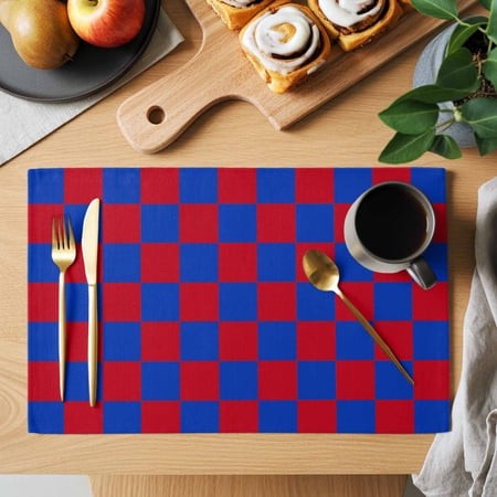 Table Placemats Set of 6 Independence Day Blue Red Buffalo Plaid Washable Place Mats Gingham Check Non-Slip Insulation Table Mats for Kitchen Dining P