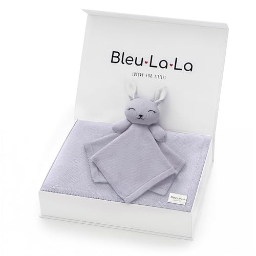 Bleu La La Baby Gift Set - Organic Cotton Newborn Blanket and Lovey Security Blanket Set, Baby Gift, Baby Registry Search Gift Registry by Name, Baske