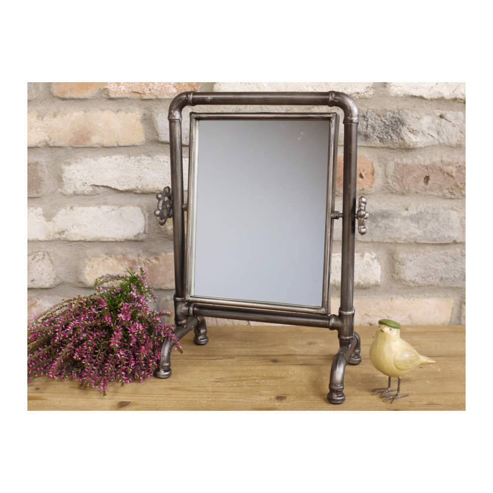 Industrial Rectangle Cheval Dressing Table Bathroom Makeup Pipe Mirror thumbnail
