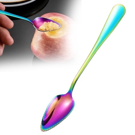 Stainless Steel Serrated Spoon – Thick Fruit Spoon Orange Peeler  Grapefruit Spoon with Sharp Edge  Dessert Spoon Kitchen Utensil for Scraping Peeli
