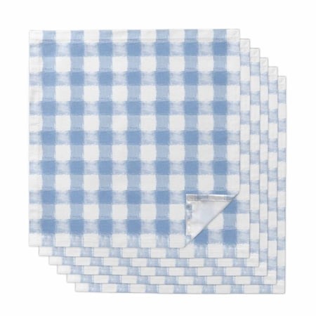 Cloth Napkins Set of 6 Buffalo Check Watercolor Blue Cocktail Napkins Plaid Farmhouse Washable Reusable Soft Dinner Table Napkins for Dinner Party Ban