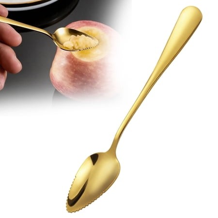 Stainless Steel Serrated Spoon – Thick Fruit Spoon Orange Peeler  Grapefruit Spoon with Sharp Edge  Dessert Spoon Kitchen Utensil for Scraping Peeli