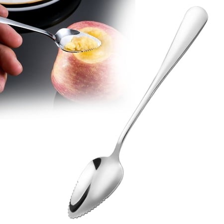 Stainless Steel Serrated Spoon – Thick Fruit Spoon Orange Peeler  Grapefruit Spoon with Sharp Edge  Dessert Spoon Kitchen Utensil for Scraping Peeli