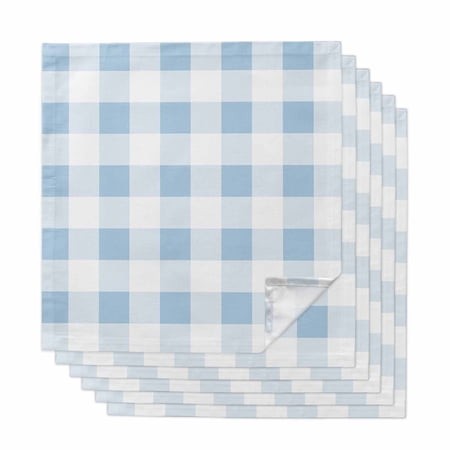 Cloth Napkins Set of 6 Blue Plaid Cocktail Napkins Spring Buffalo Watercolor Check Stripe Washable Reusable Soft Dinner Table Napkins for Dinner Party