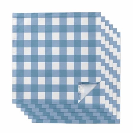 Cloth Napkins Set of 6 Buffalo Plaid Cocktail Napkins Blue Check Lines Washable Reusable Soft Dinner Table Napkins for Dinner Party Banquet Hotel Holi