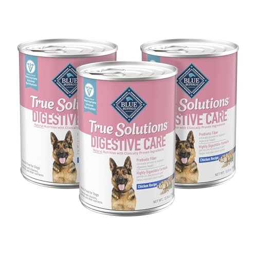 Blue Buffalo True Solutions Digestive Care Formula Wet Dog Food for Adult Dogs, Chicken Recipe, 12.5 Oz. Cans, 3 Count