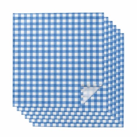Cloth Napkins Set of 6 Blue Check Buffalo Plaid Cocktail Napkins Pastoral Checkered Washable Reusable Soft Dinner Table Napkins for Dinner Party Banqu