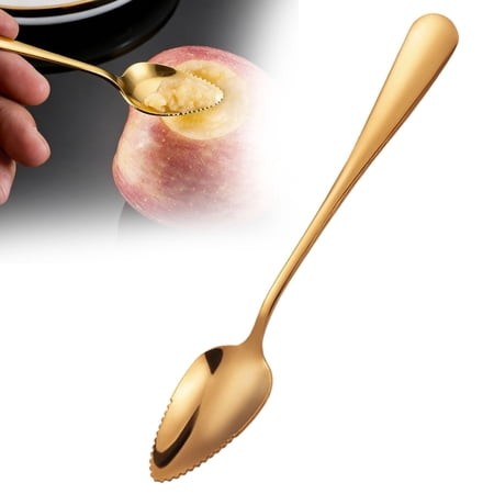 Stainless Steel Serrated Spoon – Thick Fruit Spoon Orange Peeler  Grapefruit Spoon with Sharp Edge  Dessert Spoon Kitchen Utensil for Scraping Peeli