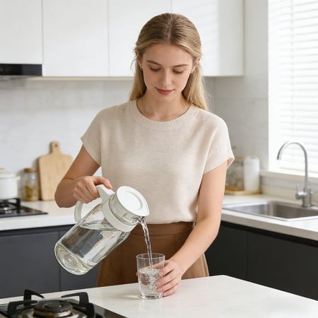 Honmine Glass Cold Water Pot Household  High Temperature Resistant Cold Water Jug  Beer Jug Juices Milk Tea Pot for Fridge Table 64 Oz