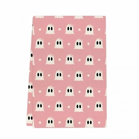 AUQ 2026 New Pink Ghost Spooky Halloween Kitchen Towels Dish Towels 40X60Cm Boo Decoration Hand Towels Set of 2 for Halloween Parties  Kitchen  Holida