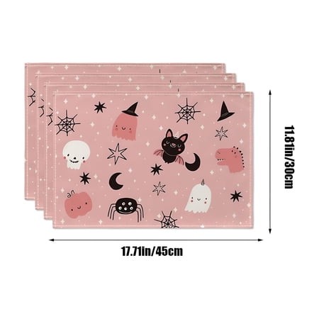 ACDANC 2026 New 4 Pack Halloween Plastic Placemats Halloween Pumpkin Spider Ghost Table Mats Assorted Halloween Party Table Decorations for Home Kitch