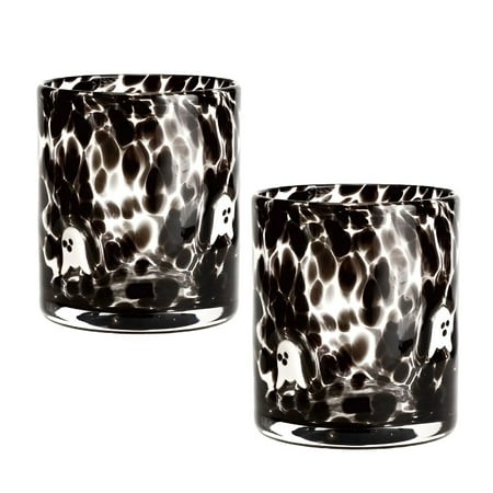 ACDANC 2026 New Halloween Icon Juice Glasses 14Oz Icon Stemless Coffee Cocktail Drinking Cups (2* Ghost B) for Party Bar Home Office Holiday