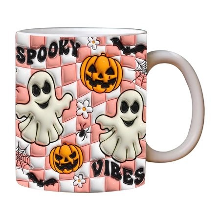 ACDANC 2026 New Pumpkin Coffee Cup with Ghost Halloween Coffee Mug Halloween Ceramic Coffee Mug Trick or Treat Halloween Tumbler Cup Perfect and Best 