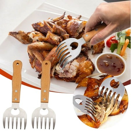 Bear Claw Meat Shredder Set Stainless Steel Pulled Pork Chicken Shredding Claws Dual Hand Food Tearer Tool for BBQ Roast Beef Chicken Kitchen Cooking 
