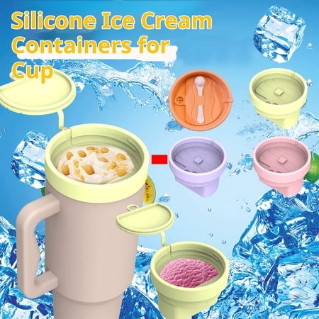 Silicone Ice Cream Mold Peach Orange with Lid and Spoon Reusable Diy Ice Cream Cup Mold for Homemade Frozen Treats Great for Home Kitchen Freezer Use 