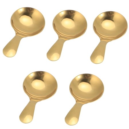 YAHHU 5Pcs 304 Stainless Steel Ice Cream Scoop Set  Ergonomic Tea Dessert Spoon  Durable Premium Kitchen Utensils for Home and Parties  Dishwasher Saf