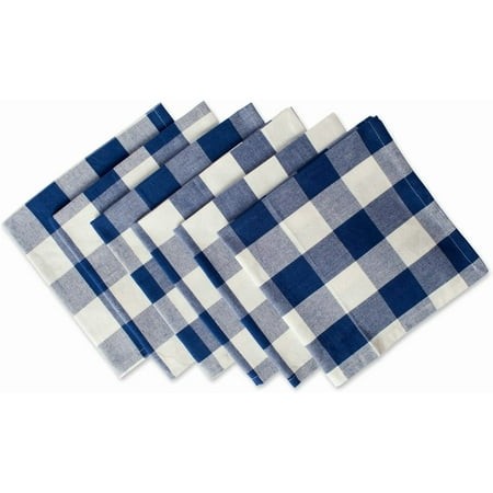 Buffalo Check Series  Classic Farm Cloth Napkin Set  2020  Navy Blue and Cream  6-pack