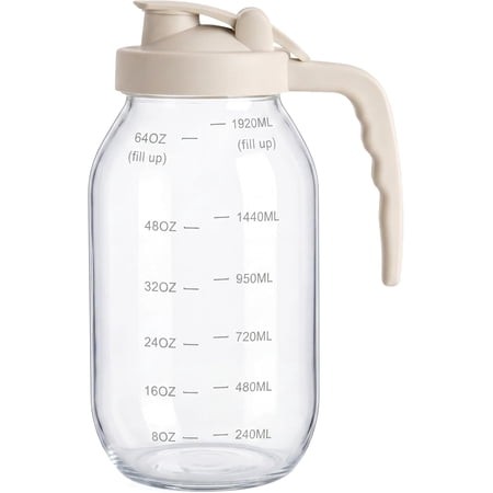 2 Quart Glass Pitcher with Filter Lid Airtight Cold Water Jug for Lemonade Tea Juice Milk Iced Coffee Fruit Drinks Airtight 64 Oz