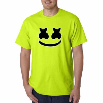 Trendy USA 1136 - Unisex T-Shirt Marshmello DJ Smiley Face XL Safety Green