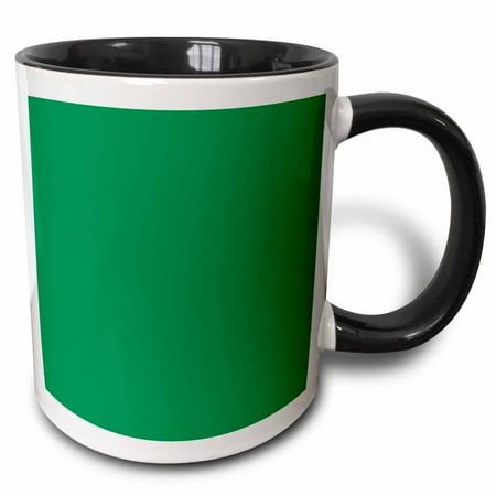 3drose  Jungle Forest Green - Plain Simple One Single Solid Color - Matte Emerald Green  11oz Two-tone Black Mug