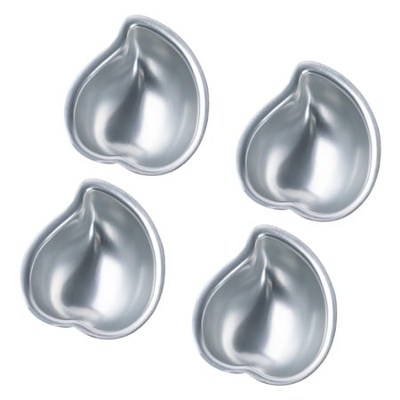 BIBABLYKE Pack of 4 Elegant Mochi Molds Peach and Mangos Shape Aluminum Alloy Baking Tool for DIY Dessert Ice Cream Chocolate