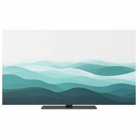 Indoor TV Cover 50 Inch Turquoise Waves Elastic TV Enclosure Ocean Spray Lines TVs Screen Protector Stretch Dustproof Monitor Slipcover for Flat Curve
