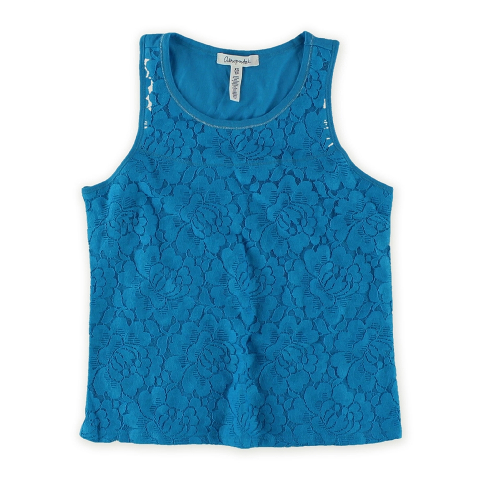 Aeropostale Womens Lace Metallic Tank Top  Blue  Small