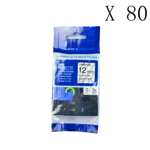 80PK Black on Clear Label Tape TZ-131 TZe-131 for Brother P-Touch PT-1010R 1/2