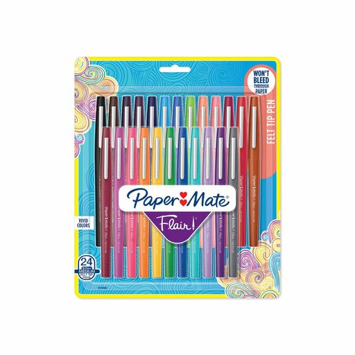 Paper Mate Flair Felt Tip Pens Medium Point 0.7mm Assorted Colors 24 Count