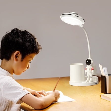 Kraoden Desk Lamp for Kids  Astronaut Cute Small Desk Lamp with USB Charging Port  Pen Projection Night Lights for Kids Eye Caring Study Table Lamp fo