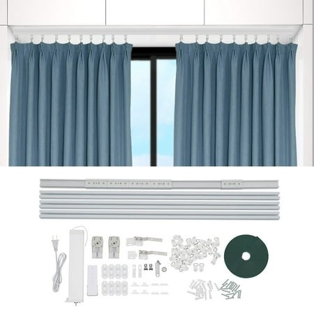 Smart Curtains Motorized Curtain Track with Remote Control Voice Control Timer Curtain Opener Low Noise Electronic Curtain Track with Memory Function