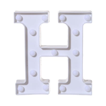 Weloille Alphabet LED Letter Lights Light up White Plastic Letters Standing Hanging H
