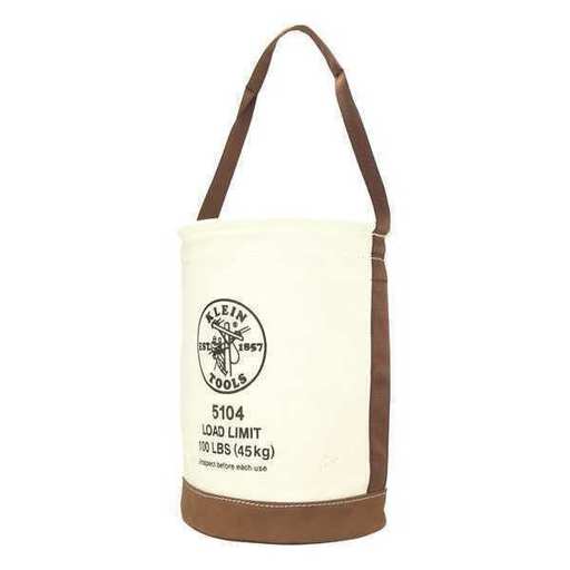 KLEIN TOOLS 5104 Bucket, Heavy Duty #4 Canvas, Off- White, 17