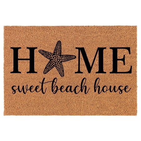 Welcome Doormat Natural Coco Coir Door Mat Home Sweet Beach House (24  X 16 )