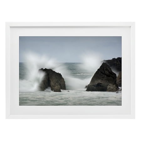 Stupell Industries Juego De Olas Ocean Spray White Framed Print Under Glass Design by Urtzi Vera  14 X 20