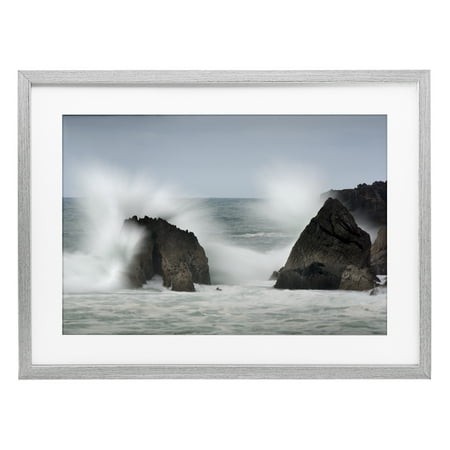 Stupell Industries Juego De Olas Ocean Spray Gray Framed Print Under Glass Design by Urtzi Vera  14 X 20