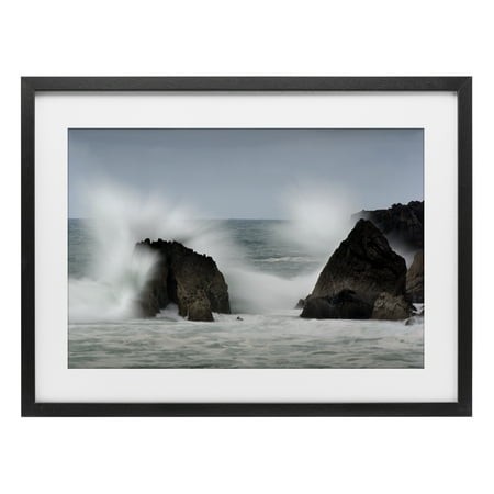 Stupell Industries Juego De Olas Ocean Spray Black Framed Print Under Glass Design by Urtzi Vera  14 X 20