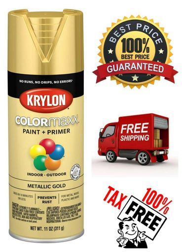 Krylon COLORmaxx Spray Paint Gold Aerosol Metallic Finish Quick Dry Wood Metal