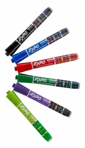 EXPO Dry-Erase Markers with Ink Indicator, Chisel Tip, Assorted Colors, Pack of