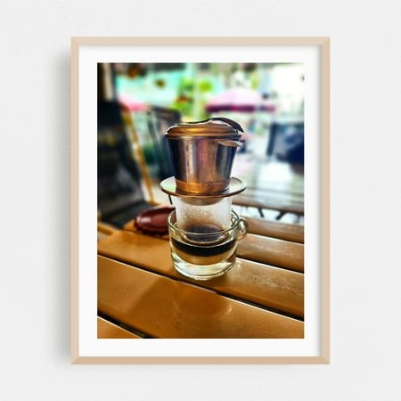 Filtercoffee - Ho Chi Minh City Vietnam Photography Coffee Café Kitchen Decor Breakfast Vintage Moody Travel Poster Oak Framed Wall Art Print 16 X 20