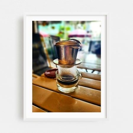 Filtercoffee - Ho Chi Minh City Vietnam Photography Coffee Café Kitchen Decor Breakfast Vintage Moody Travel Poster White Framed Wall Art Print 16 X 