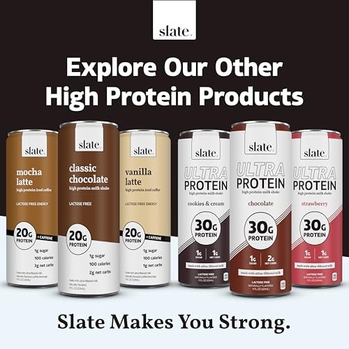 Slate Milk -Ultra Protein Shake-Salted Caramel-42g Protein,1g Sugar,180 Calories,1g Net Carbs-Lactose Free,No Added Sugar-Made with Ultra Filtered Mil thumbnail