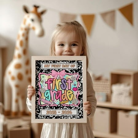 First Day of First Grade   2025 2026 Home Decor #2723  Unframed Canvas Size 12x18