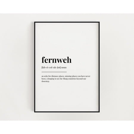 Fernweh Definition Print  Wall Art Print  Travel Print  Definition Print  Home Decor  Wall Art  Fernweh Home Decor #3119  Unframed Canvas Size 8x12