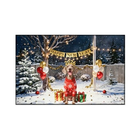 Happy New Year 2026 Weimaraner Holiday Balloons Party Snow Indoor Rug Weim Gray Ghost Dog Lover Carpet Living Bed Room Sofa Home Decor - 13018