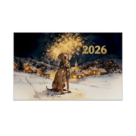 Weimaraner Happy New Year 2026 with Fireworks on New Year S Eve Doormat Weim Gray Ghost Dog Lover Indoor Outdoor Welcome Mat - 12022