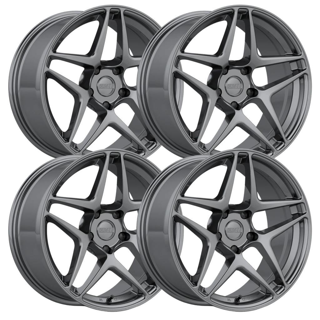 (Set-4) Kansei Astro 18X8.5 5X112 35mm Gloss Gunmetal Wheels Rims 18 Inch