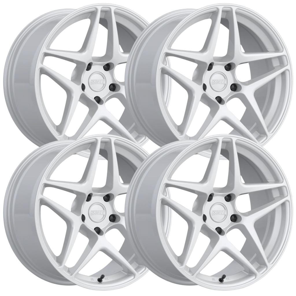 (Set-4) Kansei Astro 18X8.5 5X120 35mm Gloss White Wheels Rims 18 Inch