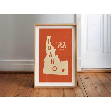Retro Idaho Travel Wall Art  Stretched Canvas Size 12x18