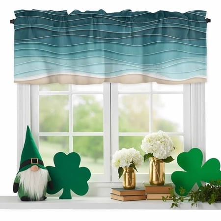 Ocean Waves Valances for Windows  Abstract Spray Beach Rod Pocket Valance Short Window Treatments Curtains for Kitchen Bathroom Bedroom Decor  60 X 14